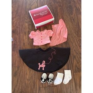 Pink Poodle Skirt & Saddle Shoes Outfit Set for 18" American Girl Doll Maryellen